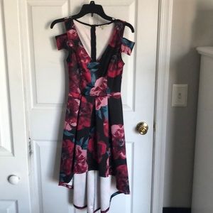 High low off the shoulder floral dress